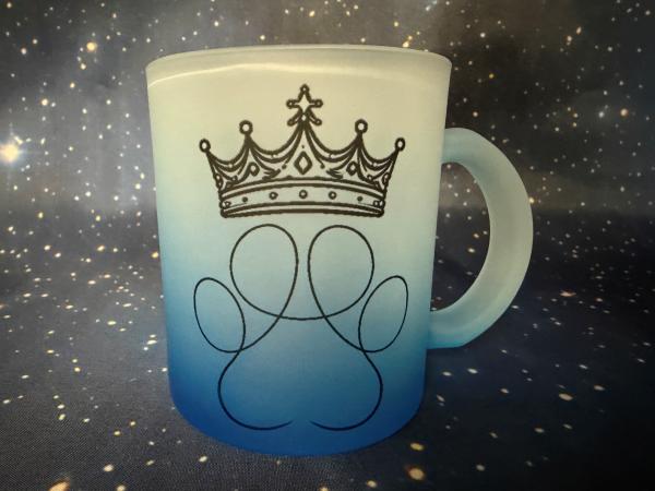 Trinktasse Glas blau mit Krone ( 325 ml )