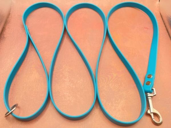 Führleine einfarbig , 16 mm , 200 cm , Biothane Lagune , Hardware Silber