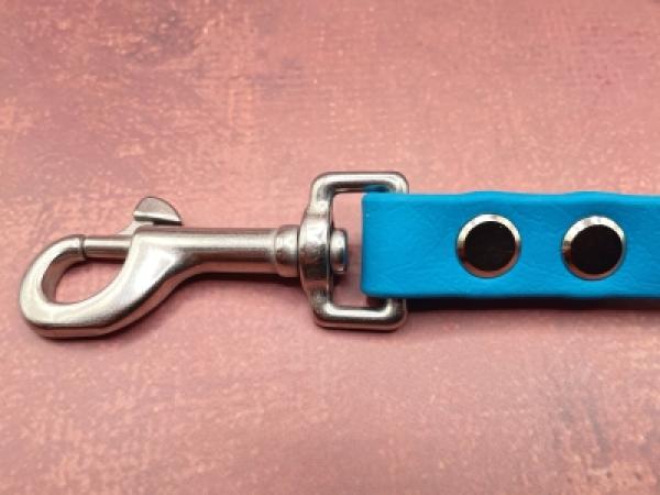 Führleine einfarbig , 16 mm , 200 cm , Biothane Lagune , Hardware Silber