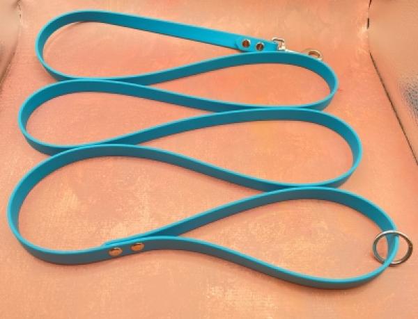 Führleine einfarbig , 16 mm , 200 cm , Biothane Lagune , Hardware Silber